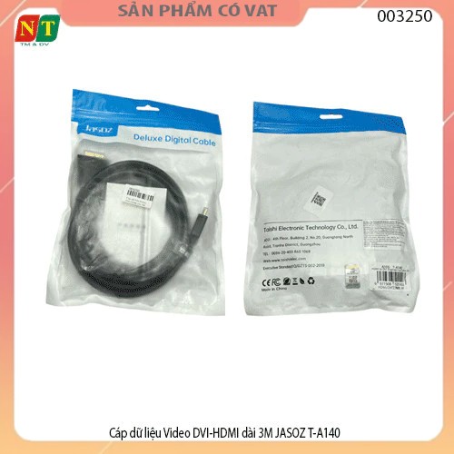 Cáp dữ liệu Video DVI 24+1 to HDMI dài 3M JASOZ T-A140 - Bộ chuyển đổi DVI 24+1 to HDMI dài 3M JASOZ T-A140 - full vat