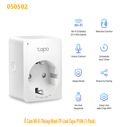 Ổ Cắm Wi‑Fi Thông Minh TP‑Link Tapo P100 (1‑Pack) – Chính hãng, Full VAT
