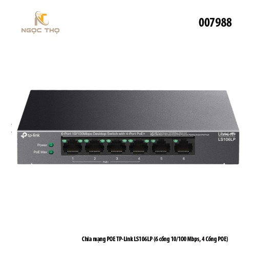 Chia mạng POE TP-Link LS106LP – 4 cổng 10/100Mbps + 2 Uplink – Switch PoE TP-Link LS106LP - chính hãng - full vat