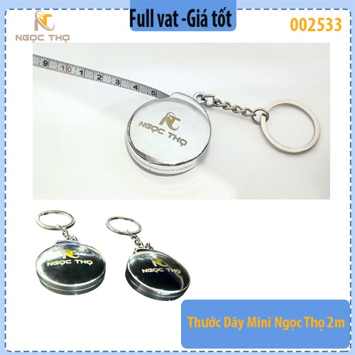 Thước Dây Mini Ngọc Thọ 2m – Bản rộng 6mm, vỏ thép bền – móc khóa tiện mang - full vat