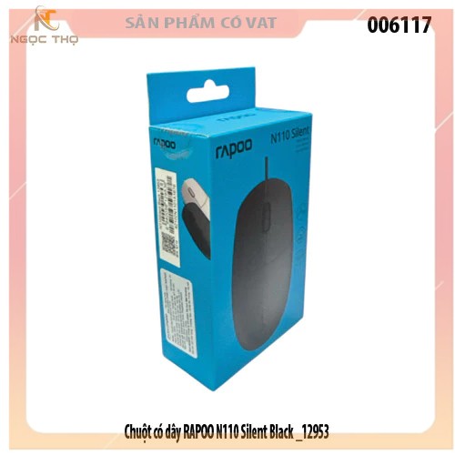 Chuột có dây RAPOO N110 Silent Black – Chuột siêu êm, bền bỉ, chính hãng, full VAT