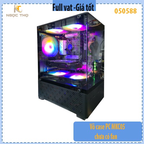 Vỏ case PC MKC05 chưa có fan – Mid‑Tower M‑ATX | Thép + Kính | Hỗ trợ 5 fan, VGA 280 mm | Case máy tính giá rẻ