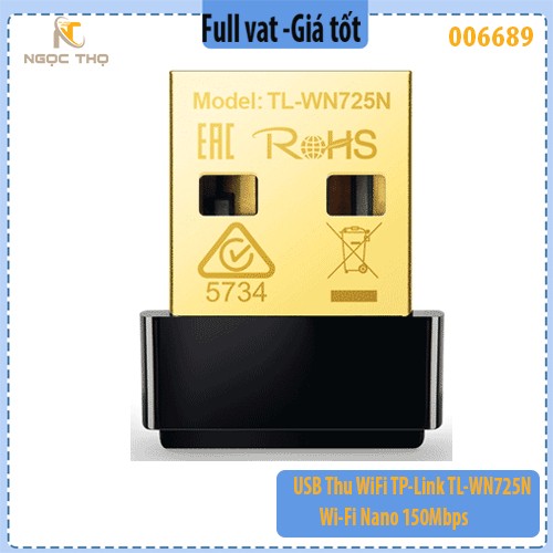 USB Thu Wi-Fi TP-Link TL-WN725N – WiFi Nano 150Mbps – Chuẩn N – Nhỏ Gọn, Sóng Khỏe – Hàng Chính Hãng – Full VAT