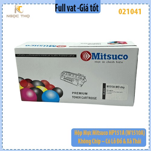 Hộp Mực Mitsuco HP151A (W1510A) – Không Chip – Có Lỗ Đổ & Xả Thải – Dùng Cho HP Pro 4003 / 4103 – Bản In Đậm Nét