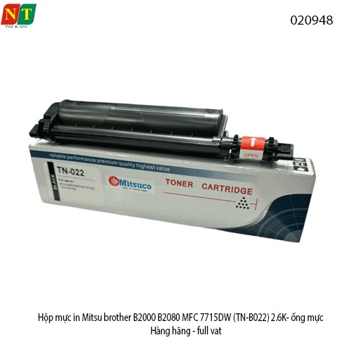 Hộp mực in Mitsuco Brother TN-B022 B2000 B2080 MFC 7715DW – ống mực 2.6K – trắng đen – full VAT
