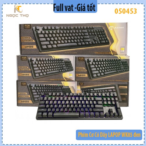 Bàn phím cơ có dây LAPOP WK85 – phím cơ 104 phím, Outemu Brown êm tay, keycap double‑shot, USB 2.0 - chính hãng