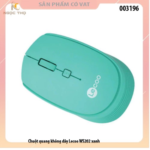 Chuột quang không dây Lecoo WS202 xanh - hàng chính hãng - full vat