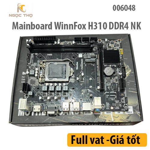 Mainboard WinnFox H310 DDR4 NK, Chipset Intel H310, Socket 1151, Hỗ trợ DDR4, VGA onboard (HDMI, D-Sub), Micro-ATX