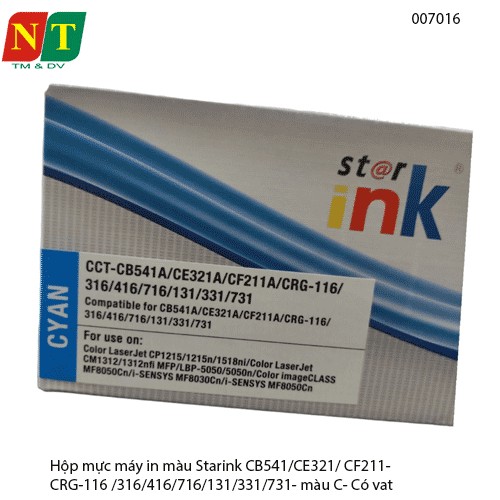 Hộp mực màu Starink – Cyan (C) CB541A / CE321A / CF211A – Canon CRG-116C/316C/416C/716C/131C/331C/731C - chính hiệu