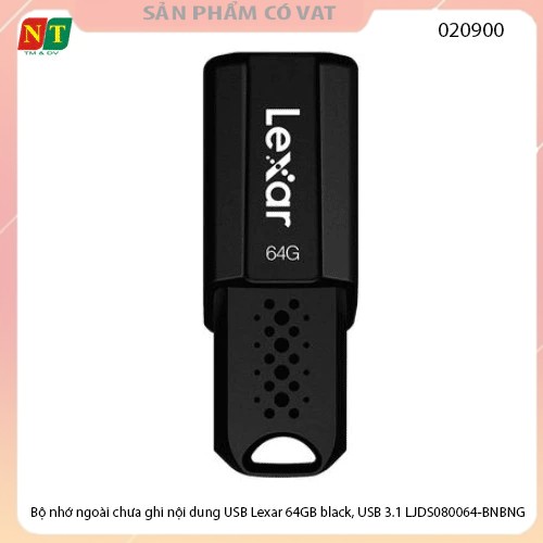 Bộ nhớ ngoài chưa ghi nội dung USB Lexar 64GB black, USB 3.1 LJDS080064-BNBNG - Hàng chính hãng - full vat