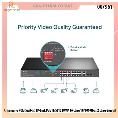 Chia mạng POE TP-Link TL-SL1218MP 16 cổng 10/100Mbps (Switch) | Switch POE TL-SL1218MP chính hãng giá rẻ