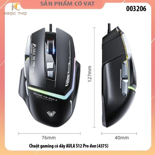 Chuột Gaming Có Dây AULA S12 Pro – LED RGB – DPI 12800 – Chính Hãng – Full VAT