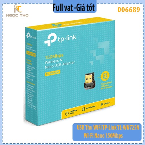 USB Thu Wi-Fi TP-Link TL-WN725N – WiFi Nano 150Mbps – Chuẩn N – Nhỏ Gọn, Sóng Khỏe – Hàng Chính Hãng – Full VAT