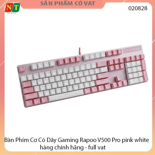 Bàn Phím Cơ Có Dây Gaming Rapoo V500 Pro pink white - hàng chính hãng - full vat