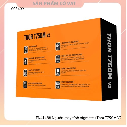Nguồn máy tính xigmatek EN41488  Thor T750M V2 (750W, Modular, 80Plus Bronze) dây cắm rời - Chính hãng