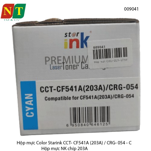 Hộp mực Starink CF541A (203A) / CRG-054C – Cyan – Có chip 203A, lỗ đổ mực – Chính hiệu | Full VAT - Có chíp