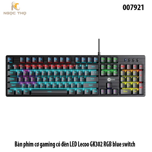 Bàn phím cơ gaming có đèn LED Lecoo GK302 RGB Blue Switch – Gõ cực đã, LED rực rỡ, chính hãng, full VAT