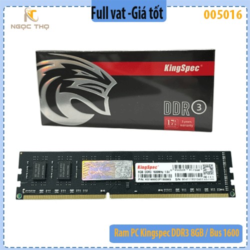 Bộ nhớ trông Ram PC Kingspec DDR3 8GB / Bus 1600 - Hàng chính hãng - full vat
