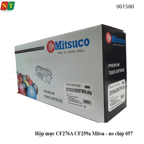 Hộp mực Mitsuco 76A CF276A CF259A Canon 057 – không chip – có lỗ đổ mực & xả thải – hàng mới 100% – full VAT