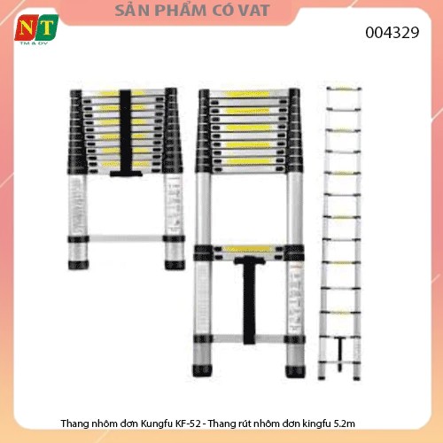 Thang nhôm đơn Kungfu KF-52 - Thang rút nhôm đơn kingfu 5.2m