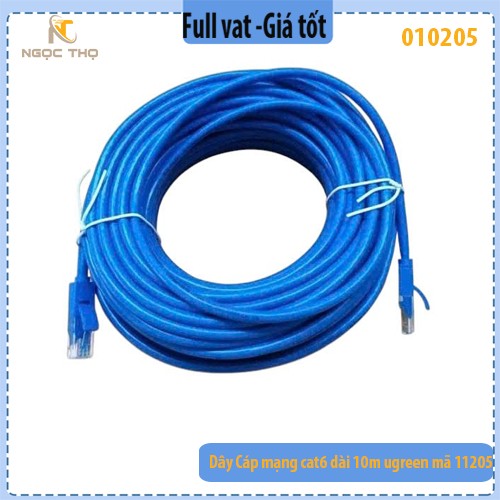 Dây cáp mạng Cat6 UGREEN 11205 dài 10m – Màu xanh dương – Chính hãng – Full VAT