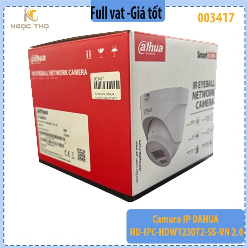 Camera IP Dome Dahua HD-IPC-HDW1230T2-S5-VN 2MP – Full HD – POE – Hồng ngoại 30m – IP67 – Chính hãng – Full VAT