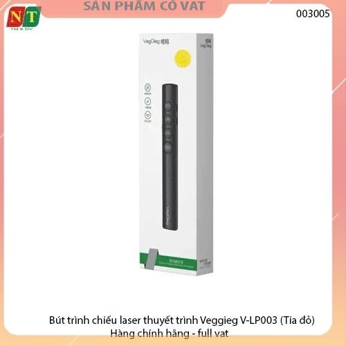 Bút trình chiếu laser thuyết trình Veggieg V-LP003 (Tia đỏ) - Hàng chính hãng - full vat