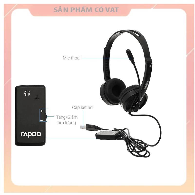 Tai nghe Rapoo H120 màu đen chân USB chính hãng