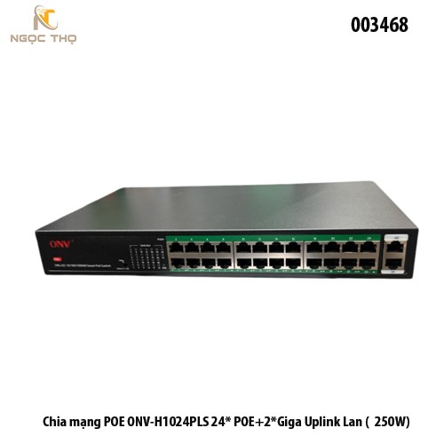 Switch PoE ONV-H1024PLS – Chia mạng Poe - 24 cổng PoE+ 10/100Mbps + 2 uplink Gigabit (250W) | Chính hãng – Full VAT