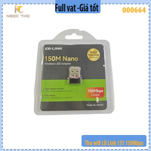 USB Thu WiFi LB-LINK BL-WN151 Nano – Chuẩn N 150Mbps – Chính hiệu – Full VAT