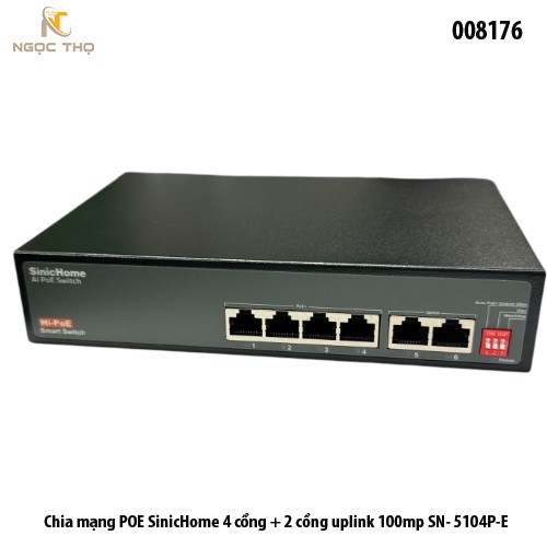 Switch PoE SinicHome SN-5104P-E – Chia mạng poe - 4 cổng PoE + 2 uplink | 10/100Mbps – Chính hãng – Full VAT