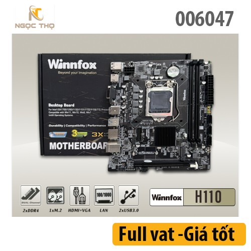 Bảng mạch chính Mainboard WinnFox H110 DDR4 NK – DDR4 | VGA + HDMI | Socket 1151 – Chính hãng – Full VAT