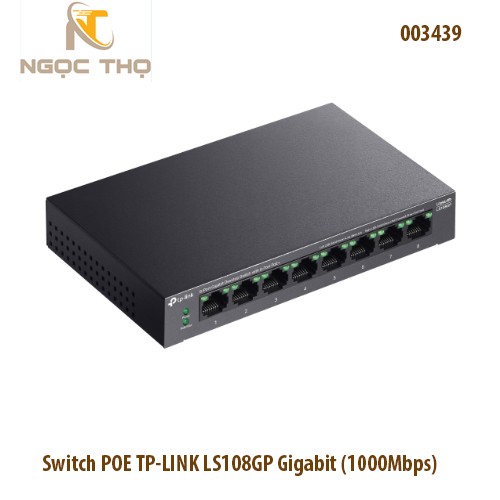 Switch chia mạng PoE TP-Link LS108GP – 8 cổng Gigabit (1000Mbps) | PoE+ 802.3af/at | PoE Auto-Recovery | Extend 250m