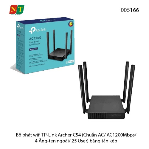 Bộ phát wifi Router Wi-Fi TP-Link Archer C54 – AC1200 Dual Band (300 + 867 Mbps) – 4 ăng-ten, MU-MIMO – Chính hãng