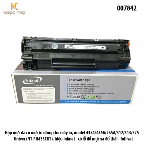 Hộp Mực In Inknet HP CB435A / CB436A / CE285A / Canon CRG-325 – Tương Thích 35A / 85A – Có Lỗ Đổ Mực & Xả Thải