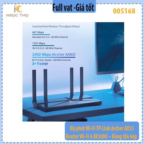 Bộ phát Wi-Fi TP-Link Archer AX53 – Router Wi-Fi 6 AX3000 – Băng tần kép – Gigabit MU-MIMO – EasyMesh – Chính hãng