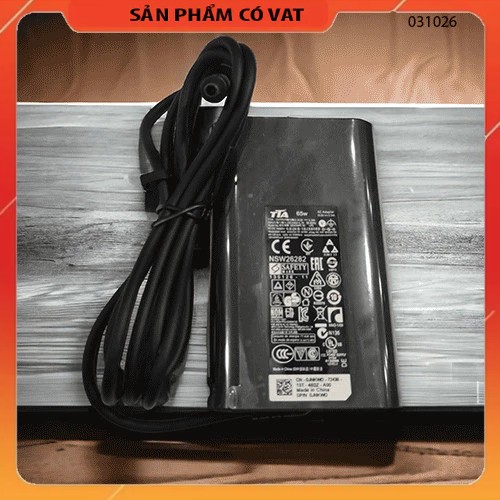 Sạc laptop Dell kim nhỏ hình Ovan 19.5V3.34A 4.5*3.0 TTA - DE65NM130 - kèm dây nguồn xịn