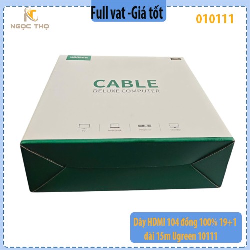 Dây HDMI Ugreen 10111 – dài 15m – hỗ trợ Full HD 1080p, 2K, 4K, 3D – chính hãng – full VAT