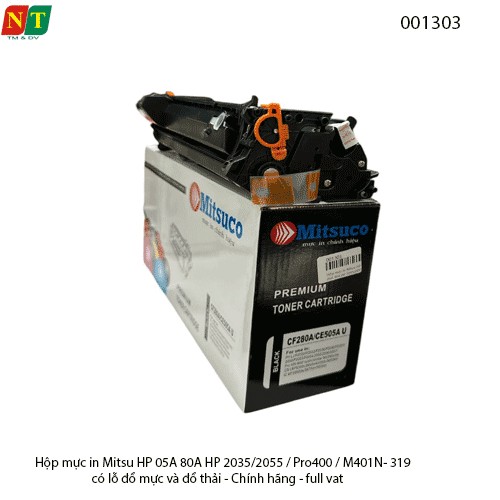 Hộp Mực In Mitsuco HP CE505A / CF280A / Canon CRG-319 (Mực 05A – 80A – Có lỗ đổ mực & đổ thải – Chính hiệu – Full VAT