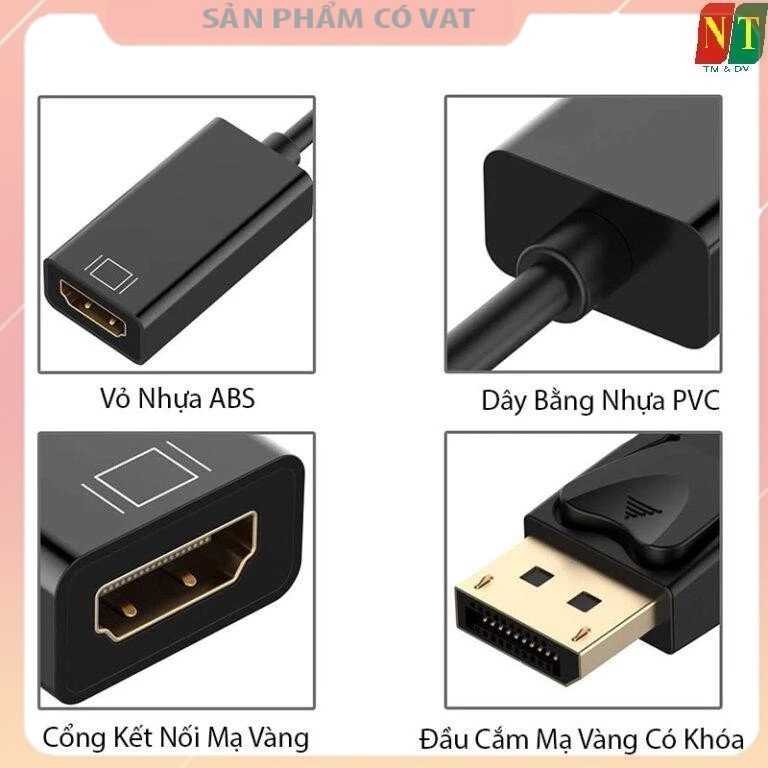 Cáp chuyển Displayport sang HDMI hỗ trợ 4K dài 20cm JASOZ  T-G106