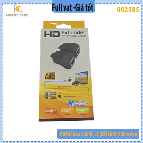 Bộ chuyển đổi HDMI to LAN 30m – Kéo dài HDMI qua cáp mạng Cat5e/Cat6 – Hỗ trợ Full HD 1080p - full vat