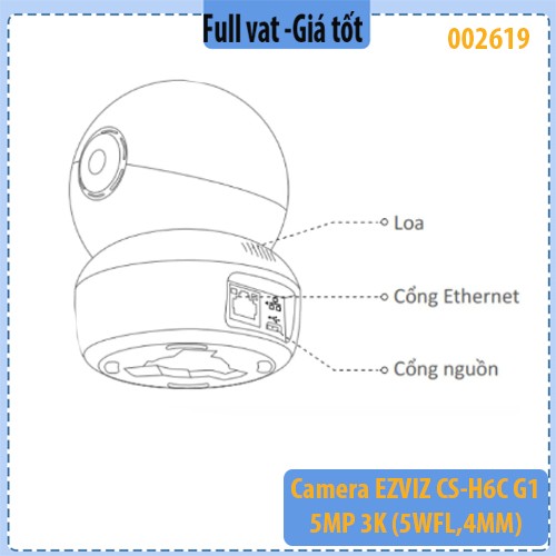 Camera EZVIZ CS-H6C G1 3K (5MP) – Quay quét 360° – Có màu ban đêm – Đàm thoại 2 chiều – Chính hãng – Full VAT