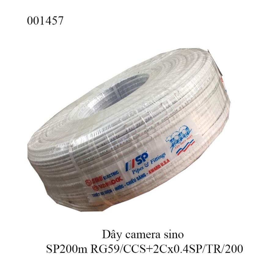 Dây Camera SINO RG59 + 2Cx0.4 – Cuộn 200 Mét – Cáp Đồng Trục Có Nguồn – Hàng Chính Hãng – Full VAT ( giá theo cuộn)