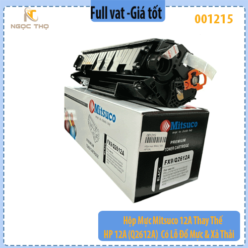 Hộp Mực Mitsuco 12A – Model 12A / 303 / FX9 – Dùng Cho HP 1010 / 1012 Có Lỗ Đổ Mực & Xả Thải – Chính Hiệu – Full VAT