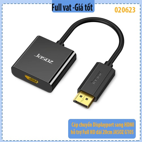 Bộ chuyển đổi – Cáp chuyển DisplayPort sang HDMI hỗ trợ Full HD 20cm JASOZ G105 (có chipset) – Chính hãng – Full VAT