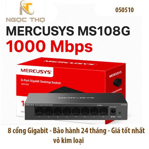 Chia mạng Mercusys MS108G – Switch 8 Cổng Gigabit 10/100/1000Mbps – Vỏ Nhựa – Nhỏ Gọn – Hàng Chính Hãng