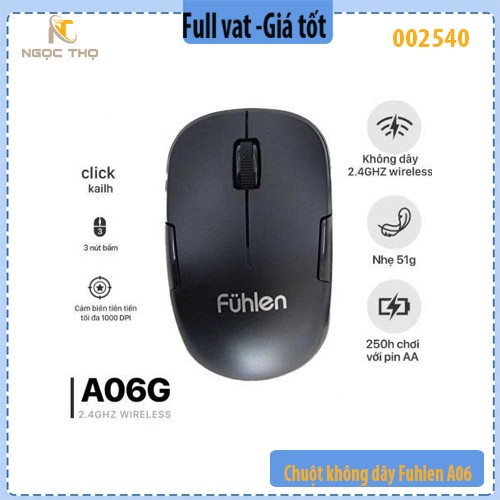 Chuột không dây Fuhlen A06G – Nano 2.4GHz – 1000 DPI – Ergonomic – Màu đen - chính hãng - full vat