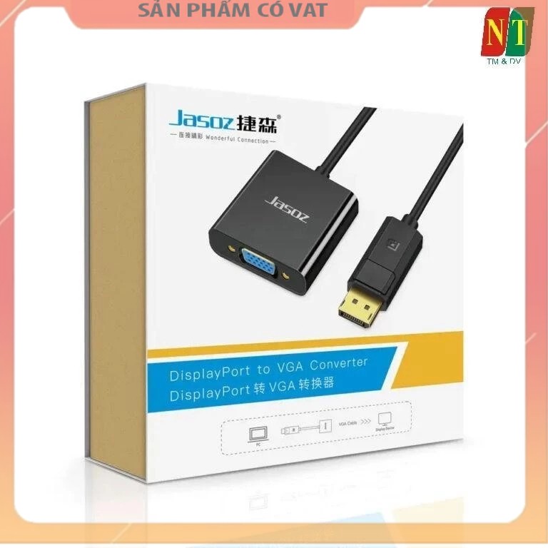 Dây chuyển đổi có chíp sét Displayport to VGA màu đen dài 25cm JASOZ T-G107
