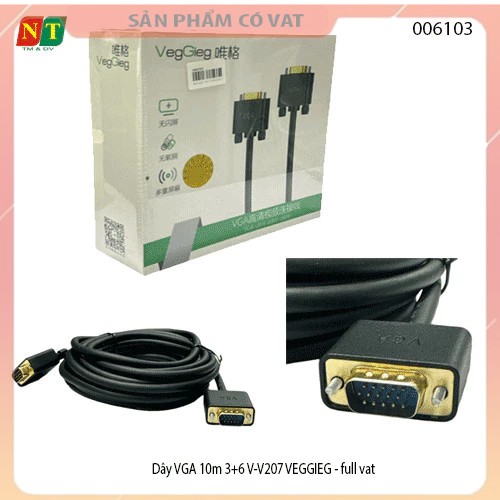 Dây VGA 10m 3+6 V-V207 VEGGIEG - full vat