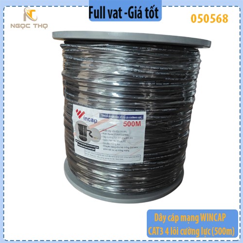 Dây cáp mạng WINCAP CAT3 Outdoor – Bán lẻ theo mét (m) – 2 Pairs (4 lõi) – 25AWG – CƯỜNG LỰC – Cu 99,99% – Full VAT (500